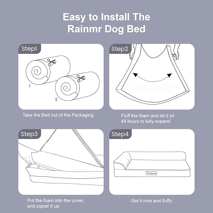 Orthopedic Dog Bed Medium Size Dog, Memory Foam Dogs Bed for Medium Dogs, Washable Removable Cover, Nonskid Bottom, Waterproof, for Indoor, Outdoor, Crate & Car Use, 35x23x6 Inches, Dark Grey