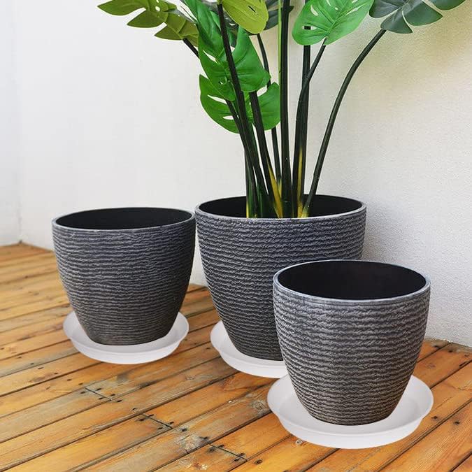 4 Pack of 17 inch Plant Saucer, 2.3" Depth Tray, Large Deep Garden Plastic Flower Planter Plant Trays for Indoors Outdoor Bath Bath (17", Creamy White)