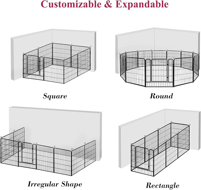 Dog Playpen Dog Fence Outdoor for Yard, 32inch 34 Panels Dog Pens Outside Anti-Rust Pet Playpen Exercise Pen with Lock for Large Medium Small Dogs, Portable Pet Fence for Yard RV Camping