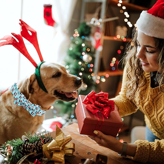 Dog Collar, Christmas Dog Collar Plaid Pet Collar Bow Holiday Bows Girl Boy Puppy Collar Adjustable Pet Collar for X-Small Dogs