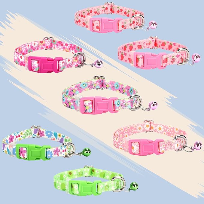 Small Dog Collar with Bell - Durable Nylon Collar for Small Breeds,Adjustable Cute Fruit Pattern Collar for Chihuahua Pomeranian Yorkie, Heavy-Duty for Active Puppies(Cherry S)
