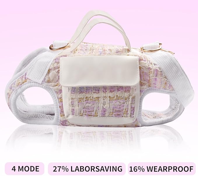 Dog Lift Harness Backpack for Small Dogs Cats, Adjustable Straps Dog Sling Carrier Full Body for Hiking, Travel, Outdoor ā Purple Large