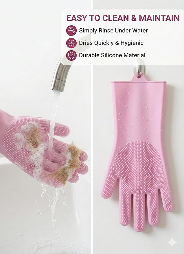 3-in-1 Stress-Free Dog Bathing Kit – Silicone Grooming Gloves, Suction Lick Mat, and Dental Brush – Complete Pet Spa Set for Anxious Dogs (Grey)