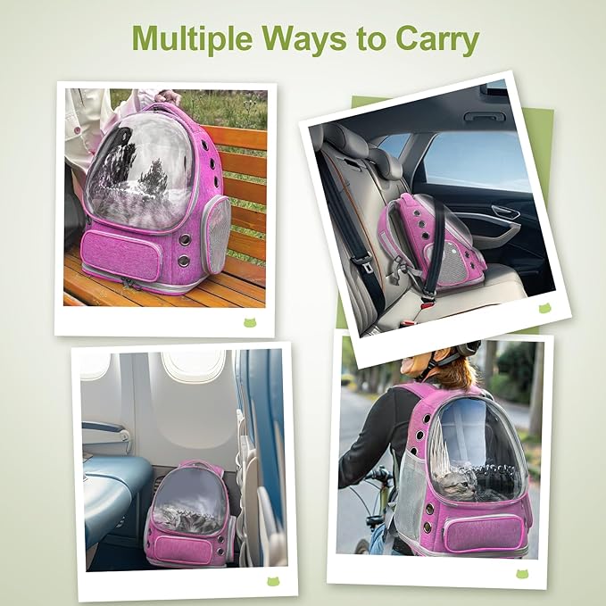 Expandable Cat Backpack,Cat Bubble Backpack Carrier for Carrying Cats, Pets and Small Dogs,Airline-Approved,Designed for Travel, Hiking, Walking,Car (Pink