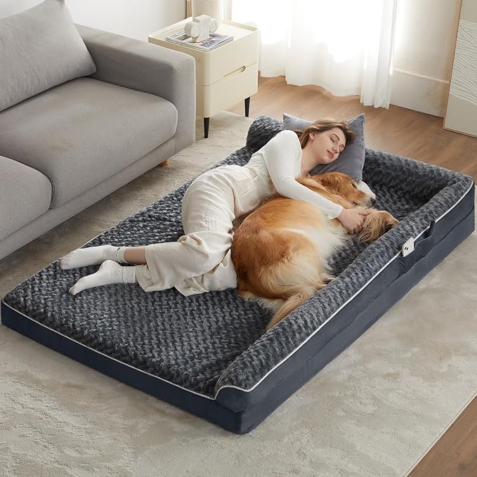BFPETHOME Orthopedic Dog Beds for Extra Large Dogs, Waterproof Sofa XXL Pet Bed with Sides, Non-Slip Bottom and Egg-Crate Foam Big Dog Couch Bed with Washable Removable Cover,Pet Bed for Large Dogs
