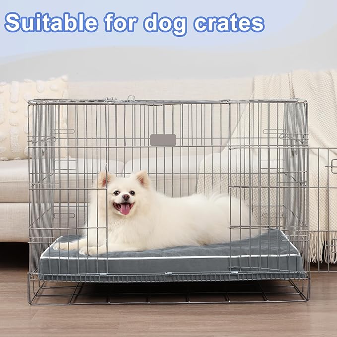 KSIIA Dog Bed for Crate Pad Waterproof for Medium Dogs with Removable Washable Cover, Egg Crate Foam and Non-Slip Bottom, 29x18 Inch, Dark Gray
