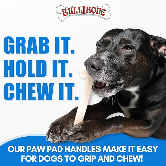 Bullibone Nylon Dog Chew Toy for Aggressive Chewers - Dental Hygiene Bone with Peanut Butter Flavor, Durable Tough Chew Toys for Extra Large Dogs, Indestructible Dog Bone - 3 Pack