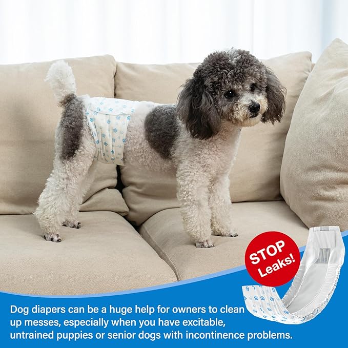 Pet Soft Disposable Male Dog Wraps - Dog Diapers for Male Dogs, Puppy Diapers 72pcs Small