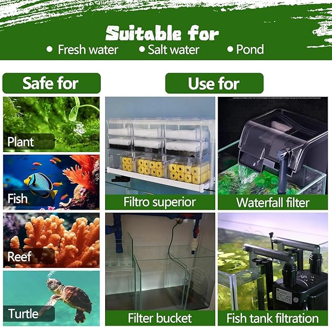 Aquarium Filter Floss 12 * 144 Inches, Cut to Fit Fish Tank Filter, Dual Density Aquarium Filter Pad, Pond Filter Media Roll Clear Water for Freshwater & Saltwater, Safe for Fish, Reef, Turtles
