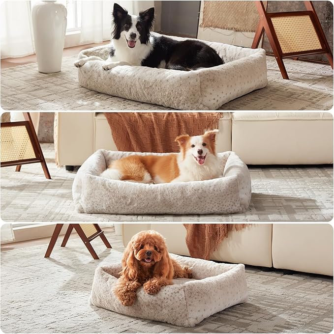 JOEJOY XL Dog Beds Large Sized Dog, Washable Orthopedic Premium Soft Corduroy Fleece Pet Bed with Removable Zipper Cover, Cute Calming Puppy Bed with Non Skid Bottom