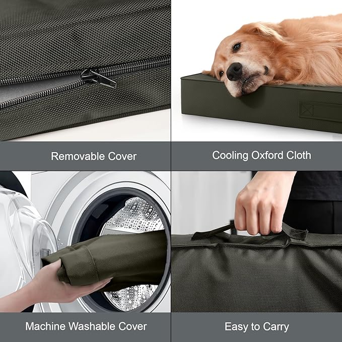 Outdoor Dog Bed for Small Dogs, Waterproof Dog Crate Bed for Medium Dogs Cats, Orthopedic Egg Crate Foam Pet Bed with Washable Removable Oxford Cover, Brown