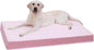 KSIIA Orthopedic Dog Bed - Waterproof & Washable with Removable Cover, Deluxe Plush Egg Crate Foam Design for Large Dogs, 47x29 Inch Pink Dog Crate Bed