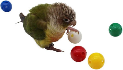 QBLEEV 5 Pack Bird Bell Balls Sets for Chewing Playing Training, Colorful Parrot Cage Treat Toy for Cockatiel Parakeet Conure Budgie, Small Pet Foot Talon Toy for Parrot Kitten Puppy, Random Color