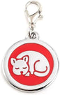 Personalized Pet ID Tags for Kittens and Cats - Custom cat Name tag and ID tag for Collar (Red, Sleeping Cat Round-Small)