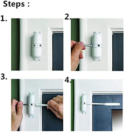 Door Closer Automatic Safety Spring Door Closer – Easy to Install to Convert Hinged Doors to Self-Closing– White