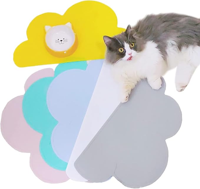 Love Dream Silicone Pet Feeding Food Mat with Raised Edge, Anti-Slip Waterproof Pet Bowl Mat Placemat for Dog and Cat (Light Green)