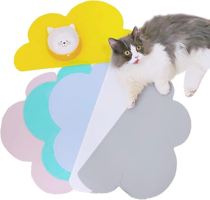 Love Dream Silicone Pet Feeding Food Mat with Raised Edge, Anti-Slip Waterproof Pet Bowl Mat Placemat for Dog and Cat (Light Green)