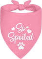 So Spoiled Pink Dog Bandana, Cute Love Printing Bandanas Decor, Funny Pet Scarf Accessories Photo Prop for Get-Together, Birthday for Girl Puppy Owner Pet Mom Dad