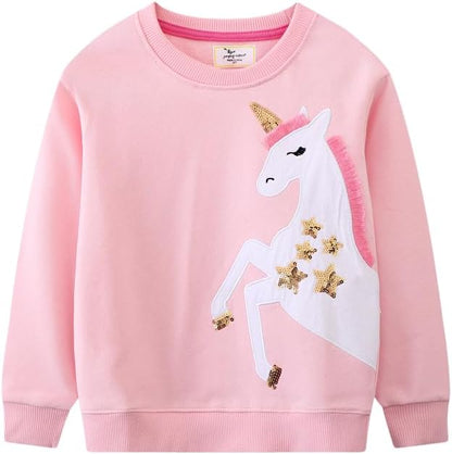 Toddler Baby Girls Cotton Sweater, Long Sleeve Crewneck Sweatshirt Pullover Kids Warm Clothing for Fall Winter