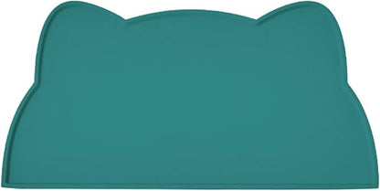Cat Food Mat, Silicone Pet Feeding Mat for Floor Non-Slip Waterproof Dog Water Bowl Tray Cushion (17" x 10", MARRS Green)