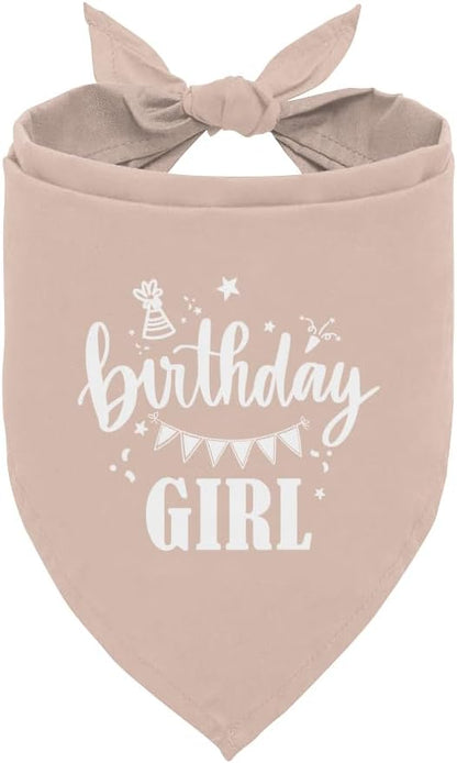 Birthday Girl Dog Bandana - Apricot Pink, Funny Cute Triangle Scarf, Pet Accessories for Small Medium Large Dogs, Gift for Dog Lover (D33)