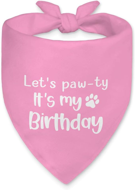 Let's Pawty It's My Birthday Dog Bandana, Happy Birthday Girl Dog Bandana, Pet Scarf Accessories for Dog's Party Dogs Lovers Gifts, Party Pet Photo Prop Accessories for Dogs Lovers