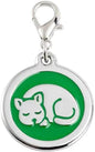 Personalized Pet ID Tags for Kittens and Cats - Custom cat Name tag and ID tag for Collar (Green, Sleeping Cat Round-Small)