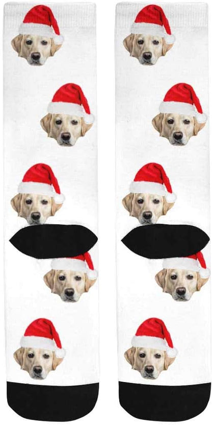 Custom Face Socks, Personalized Dog Lover Pet Photo Picture on Socks Unisex Athletic Crew Socks for Men Women