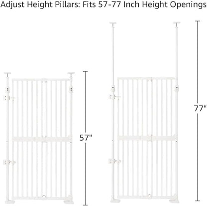 unipaws 57" H Cat Gate for Stairs, Fit for 21"-34" Wide Narrow Sapce, Auto Closing and No Drilling Cat Safety Gate, Cat Dog Proof, Indoor Use, White