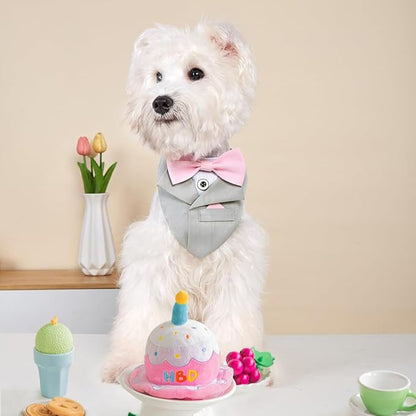 Tuxedo Dog Collar for Wedding Engagement and Birthday,Adjustable Formal Dog Bandanas Collar with Bow Outfit,Suitable for Small Medium Large Dog