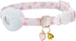 Breakaway Cat Collar with Airtag Holder,Kitten Collar with Apple Air Tag Holder and Bell for Girl Boy Cats, 0.4 Inches in Width and Lightweight. (White Heart)