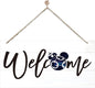 Welcome Sign for Front Door, Welcome Decor Wooden Hanging Sign for Wall Decor, Star Cartoon Characters Signs, Funny Wooden Outdoor Front Door Hanging Decoration 13.8X6.9 inches