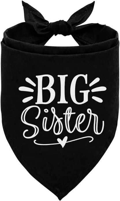 Big Sister Bandana for Dog, Pet Pregnancy Announcement, Black Dog Bandana, Big Sister Dogs Shirt, Pet Bandana for Small Medium Dogs (M)