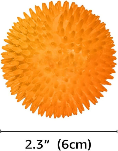Meric CoCoo 3-Pack Squeaky Dog & Ferret Ball Toys, 2.3", Massage Teeth and Gums, Spikey Cat Rubber Balls, Toss Fetch Squeeky Doggy Balls for Multi-Pet Homes