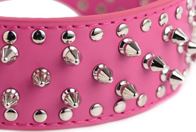 Serijoars Spiked Studded Dog Collar, PU Leather Dog Collar, Adjustable Pet Collars for Medium or Large Breed Pet (S, Black)