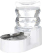 RIZZARI Gravity Water Bowl Dispenser for Cats: 4L White Automatic Stainless Steel Dog Feeder Without Filter - for 8-20LB Elderly Pets with Joint Spine Pain - for Kitchen Bedroom