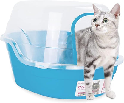Petphabet Jumbo Hooded Cat Litter Box, Extra Large, Light Blue