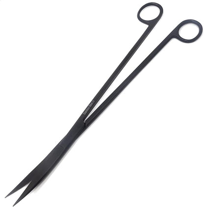 A2Z-Aquascaping Maintenance Tools Accessories,Anti-Rust Stainless Steel Tweezers Scissors Spatula for Aquarium Tank Clean, Fish Tank, Bonsai, Algae Scrapers (12" Scissors - Curved - Black)