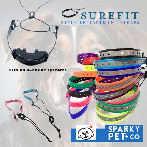Sparky Pet Co - ECollar Replacement Strap -Black Surefit- Waterproof - Adjustable - Secure Nexus Wheel Lock - for Electronic Training & Invisible Fence Systems - 3/4" (Black)