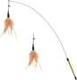 Pawaboo Feather Teaser Cat Toy - Interactive Wand with Extra Long 34.5" Wand and Small Bell, Fun Exerciser Playing Toy for Kittens or Cats, Brown Feather