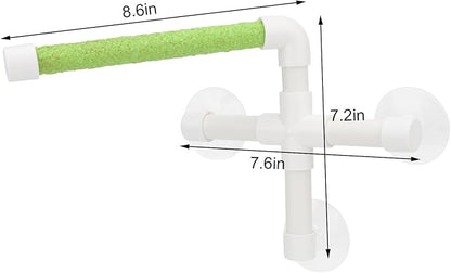Hypeety Portable Suction Cup Bird Window and Shower Perch Toy for Bird Parrot Macaw Cockatoo African Greys Budgies Parakeet Bath Perch Toy