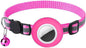 Tracker-Ready Breakaway Cat Collar (No Tracker Included) - Detachable GPS Holder + Safety Bell - Adjustable Reflective Collar with Quick-Release Buckle - for AirTag/Tile Compatible (Dark Pink)