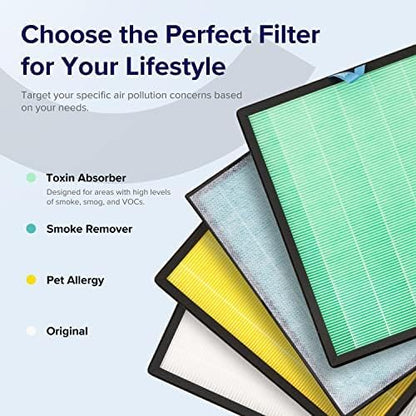 LEVOIT Genuine Vital 200S-P Air Purifier Toxin Absorber Replacement Filter, Supports HEPA Sleep Mode, High-Efficiency Activated Carbon Filter for Odor, Pollen, Vital 200S-RF-TX, 1 Pack, Green