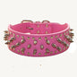 Serijoars Spiked Studded Dog Collar, PU Leather Dog Collar, Adjustable Pet Collars for Medium or Large Breed Pet (M, Hot Pink)