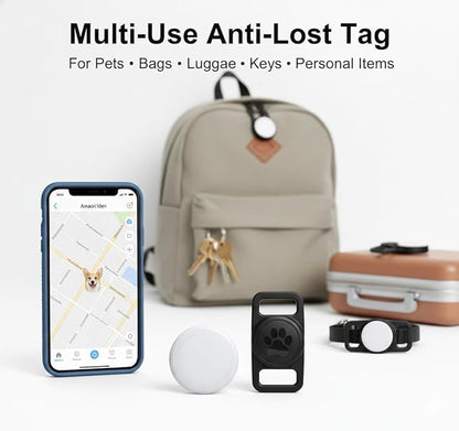 Smart Pet Location Tag with Holder – No Monthly Fee, Compatible with Apple Find My (iOS Only), Lightweight Anti-Lost Locator for Pets, Bags, and Personal Items