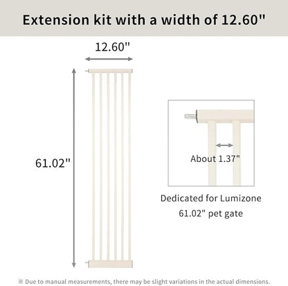 Lumizone Extra Tall Cat Gate Extension Kit 61.02" High Pressure Mounted 12.6" Extra Wide 1.37" Gap No Drilling Tall Pet Gate for Dogs (Cream, 61.02" H x 12.60" W, Extension)