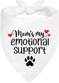Mom’s My Emotional Support White Dog Bandana, Decor Accessories for Pet Birthday Gifts, Funny Printed Dog Bandanas, Thanksgiving for Women Mom Puppy Owner Pet Lover