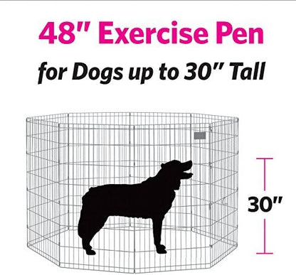MidWest Homes for Pets Folding Metal Dog Exercise Pen, Indoor/Outdoor Playpen with Door, 16 Sq Feet of Play Space, 48-Inches Tall, Gold Zinc