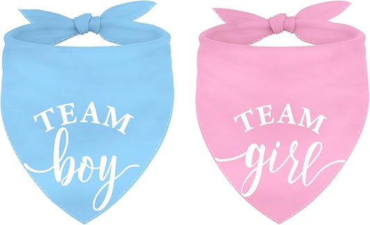 Whaline 2 Pack Gender Reveal Dog Bandana Team Boy Team Girl Triangle Pet Scarf Pink Blue Pregnancy Announcement Pet Neckerchief for Pets Daily Wear Photo Prop Party Supplies, 26.8 x 17.7 x 17.7 Inch