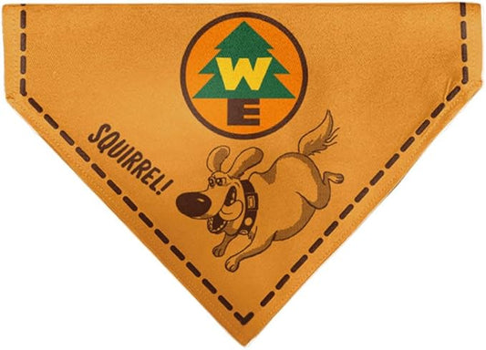 Disney Pet Bandana Up Dug Squirrel Pose and Wilderness Explorer Badge Orange Slip On Collar Bandana Only